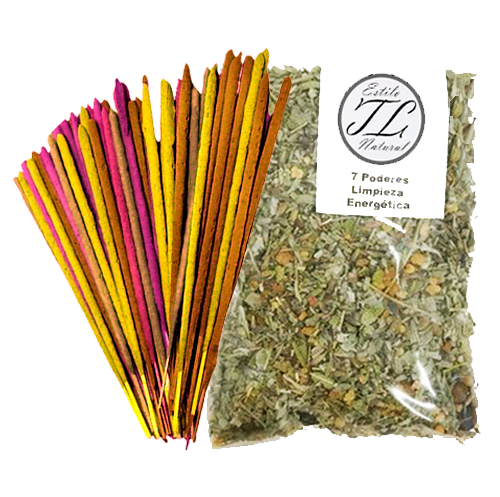 Kit 7 Poderes: Hierbas Para Sahumar + Velas + Sahumerios + Blend - Imagen 2