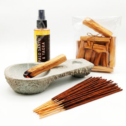 Kit Palo Santo: Palo Santo Original Peruano + Sahumerios + Spray Aúrico + Cuenco